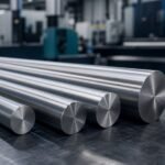 Precision-ground 17-4 PH stainless steel round bars in a modern metal service center