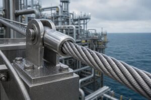 904L stainless steel wire rope cable installed on an offshore process platform