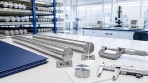 ASTM A276 versus ASTM A479 stainless steel bars with dimensional inspection tools