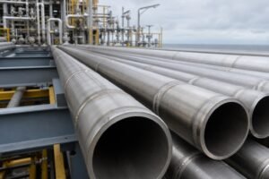 Duplex stainless steel pipes in an oil and gas process facility