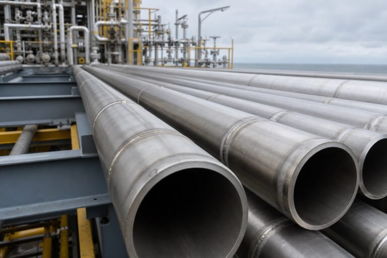 Duplex stainless steel pipes in an oil and gas process facility