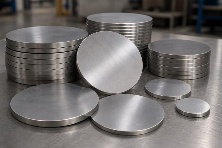 Stacks of stainless steel circles with controlled round geometry and clean edges