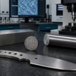 Martensitic stainless steel flat and round stock, metallographic coupon, blade blank and hardness tester