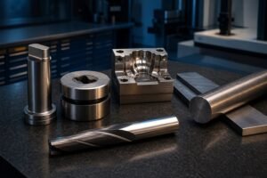 Cold-work punch and die, hot-work insert, cutting tool and polished plastic mould insert with tool steel stock